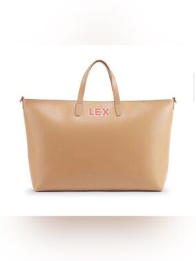 Leatherology Alex Work Bag Tan Leather Tote monogrammed “Lex”